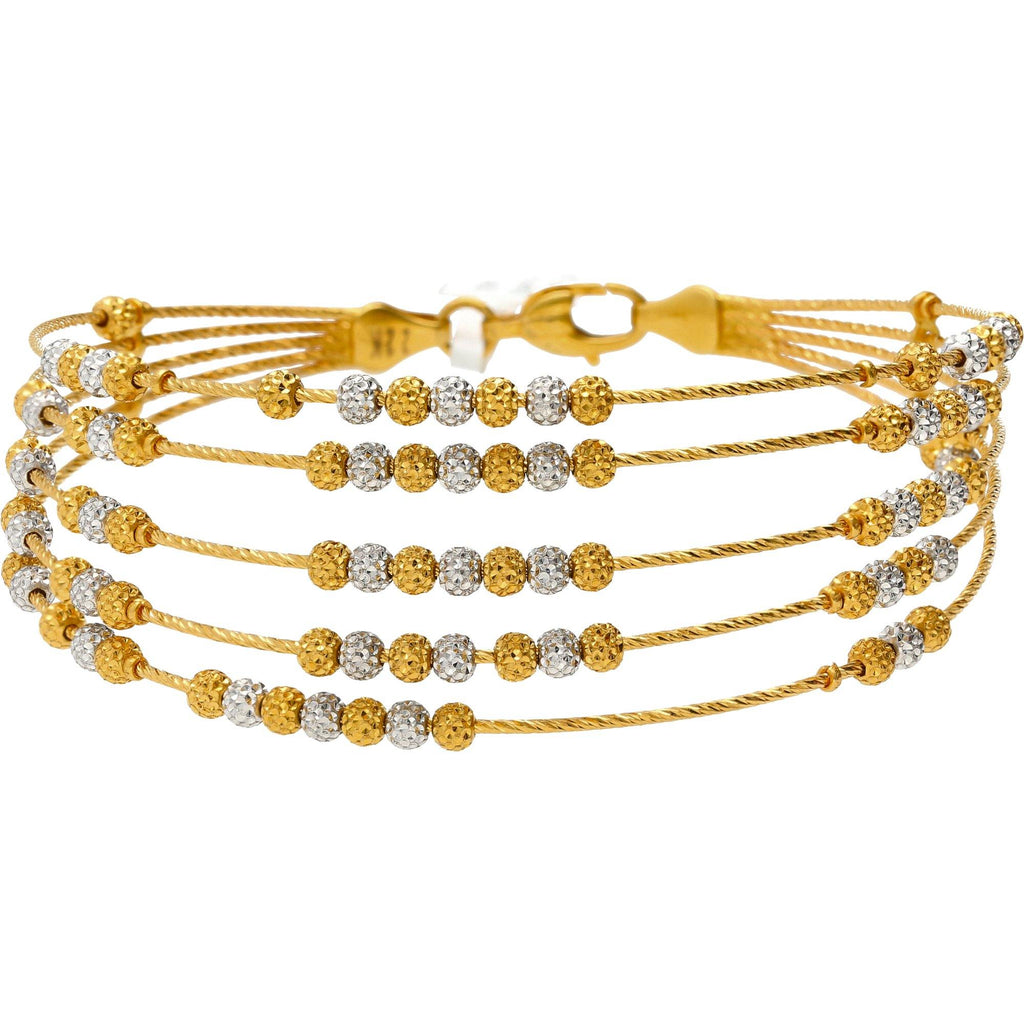 22K Multitone Gold Beaded Layers Bangle - Virani Jewelers | The 22K Multitone Gold Beaded Layers Bangle from Virani Jewelers is perfect for everyday wear. Th...
