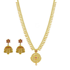 22K Yellow Gold Uncut Diamond Mango Necklace Set W/ 10.91ct Uncut Diamonds & Rubies - Virani Jewelers