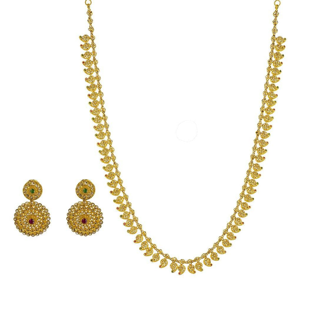 22K Yellow Gold Uncut Diamond Mango Necklace Set W 17.82ct Uncut Diam Virani Jewelers