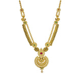 22K Yellow Gold Uncut Diamond Antique Temple Necklace Set W/ 33.95ct Uncut Diamonds, Rubies, Emeralds & Drop Pearls - Virani Jewelers | 22K Yellow Gold Uncut Diamond Antique Temple Necklace Set W/ 33.95ct Uncut Diamonds, Rubies, Emer...