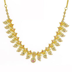 22K Yellow Gold Uncut Diamond Mango Necklace W/ 6.92ct Uncut Diamonds, Rubies & Emeralds - Virani Jewelers