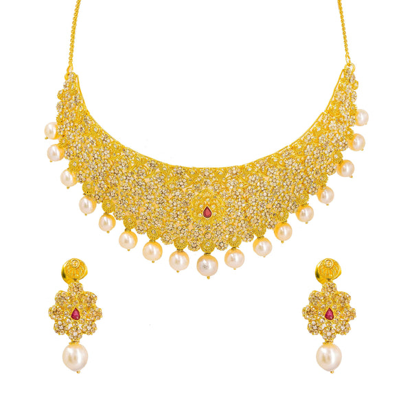 Uncut Diamond Polki Necklace Set, Material: Gold at best price in Jaipur