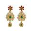An imag eof the 22K gold earrings with emeralds, rubies, and uncut diamonds from Virani Jewelers.