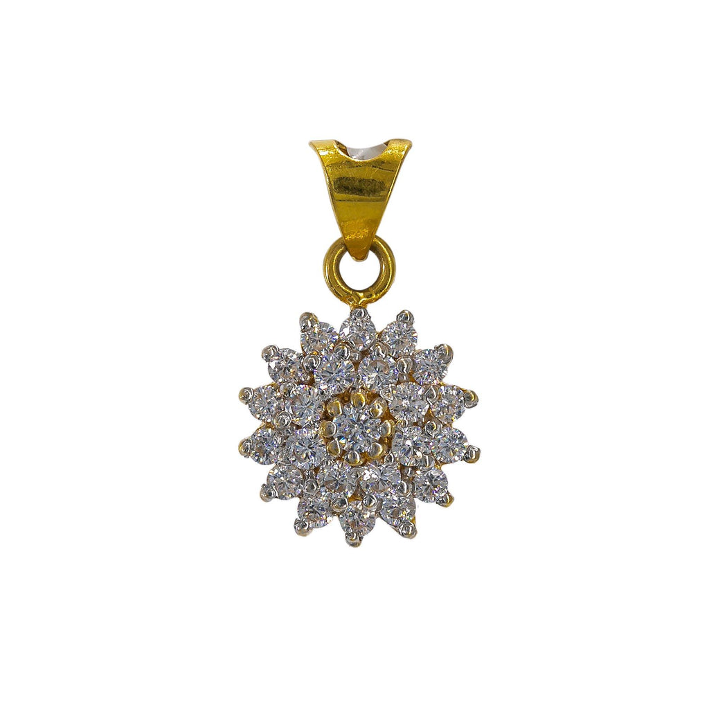22K Yellow Gold CZ Cluster Flower Pendant - Virani Jewelers | Transform your simple gold chain with personal and meaningful touches of gold such as this 22K ye...