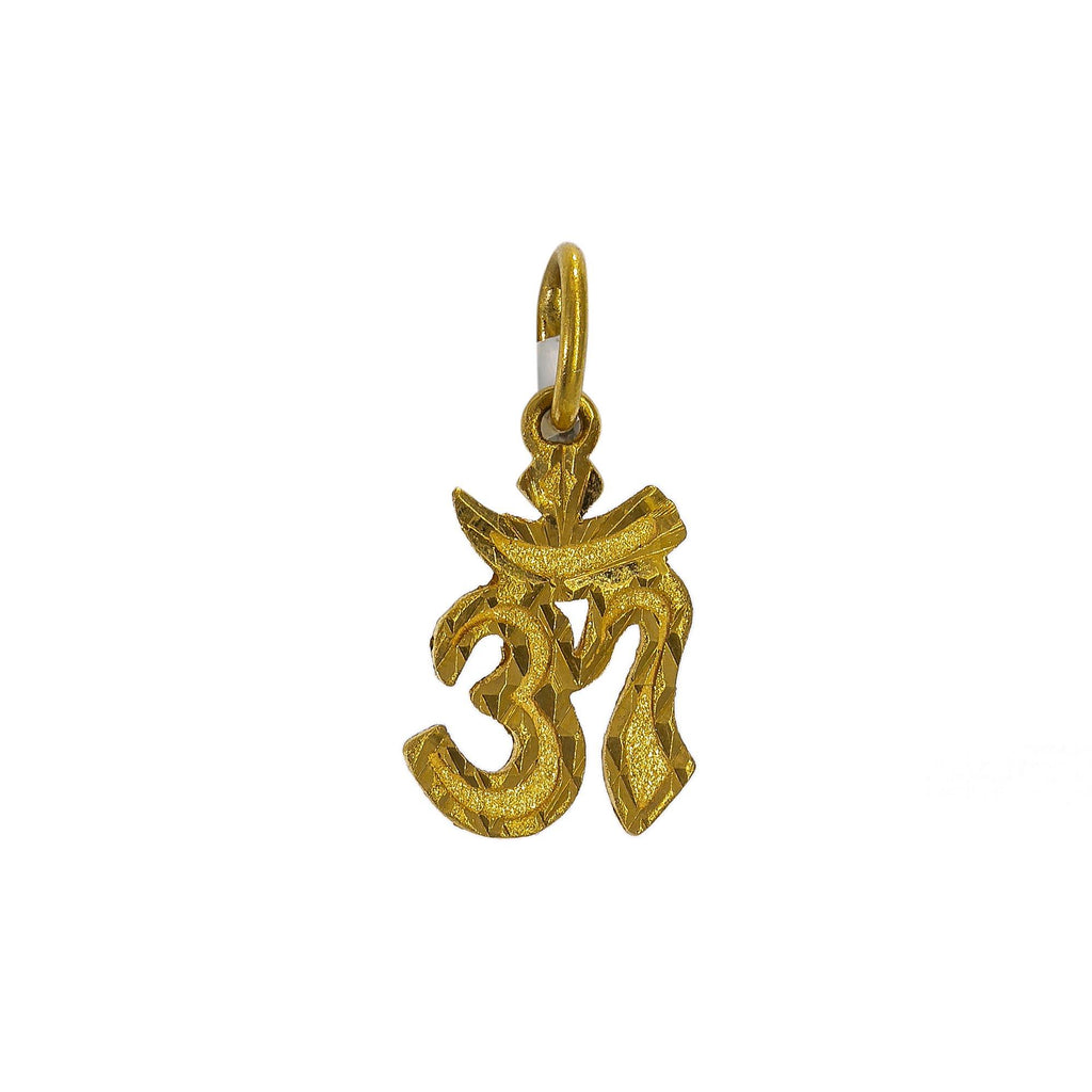 22K Yellow Gold "Om" Pendant W/ Jagged Edges - Virani Jewelers | Transform your simple gold chain with personal and meaningful touches of gold such as this jagged...
