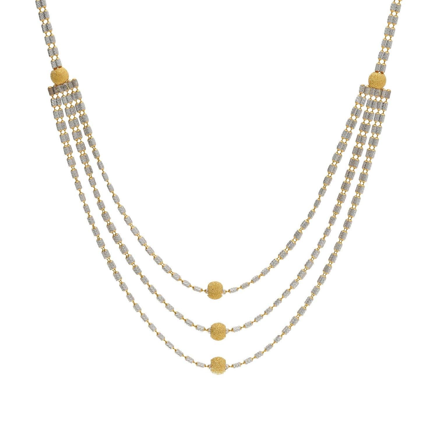 22K Gold Fancy Layered Chain, Length 16inches 19 grams – Virani Jewelers