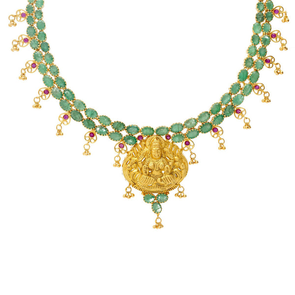 22K Gold & Gemstone Jaded Temple Set - Virani Jewelers | 
The 22K Gold & Gemstone Jaded Temple Set from Virani Jewelers will bring an air of sophistic...