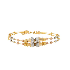 22K Multi- Tone Gold Beaded Bangle (11.1gm)