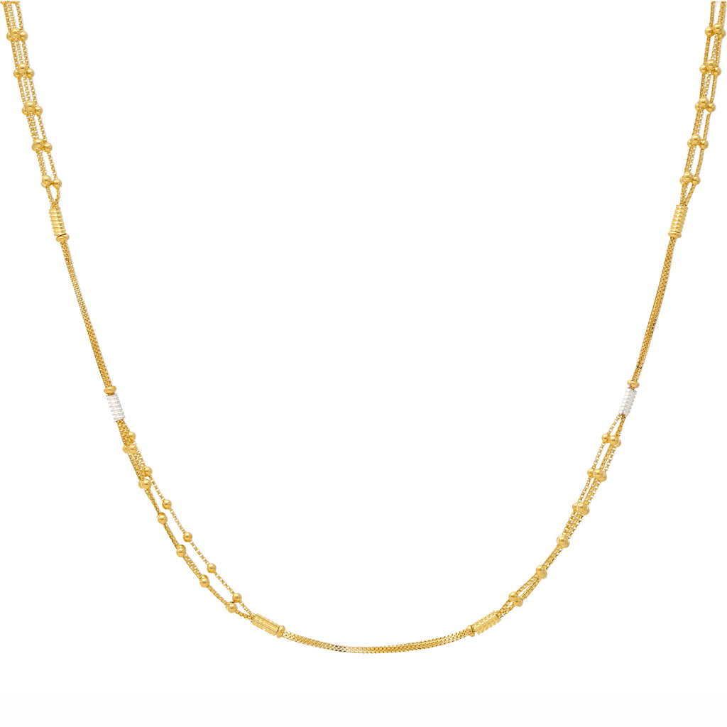 22K Multi-Tone Gold Beaded Chain (15 grams) | 
This elegant 22k gold chain has charming white gold accents and beaded details that give this ch...