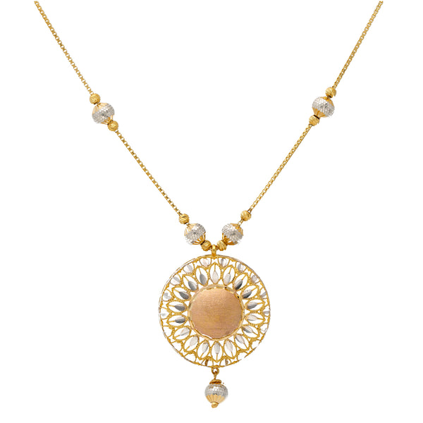 22K Multi-Tone Gold Beaded Pendant Chain (14.8gm) | 
The regal regal style of this minimal 22k Indian gold beaded pendant chain will bring an allurin...