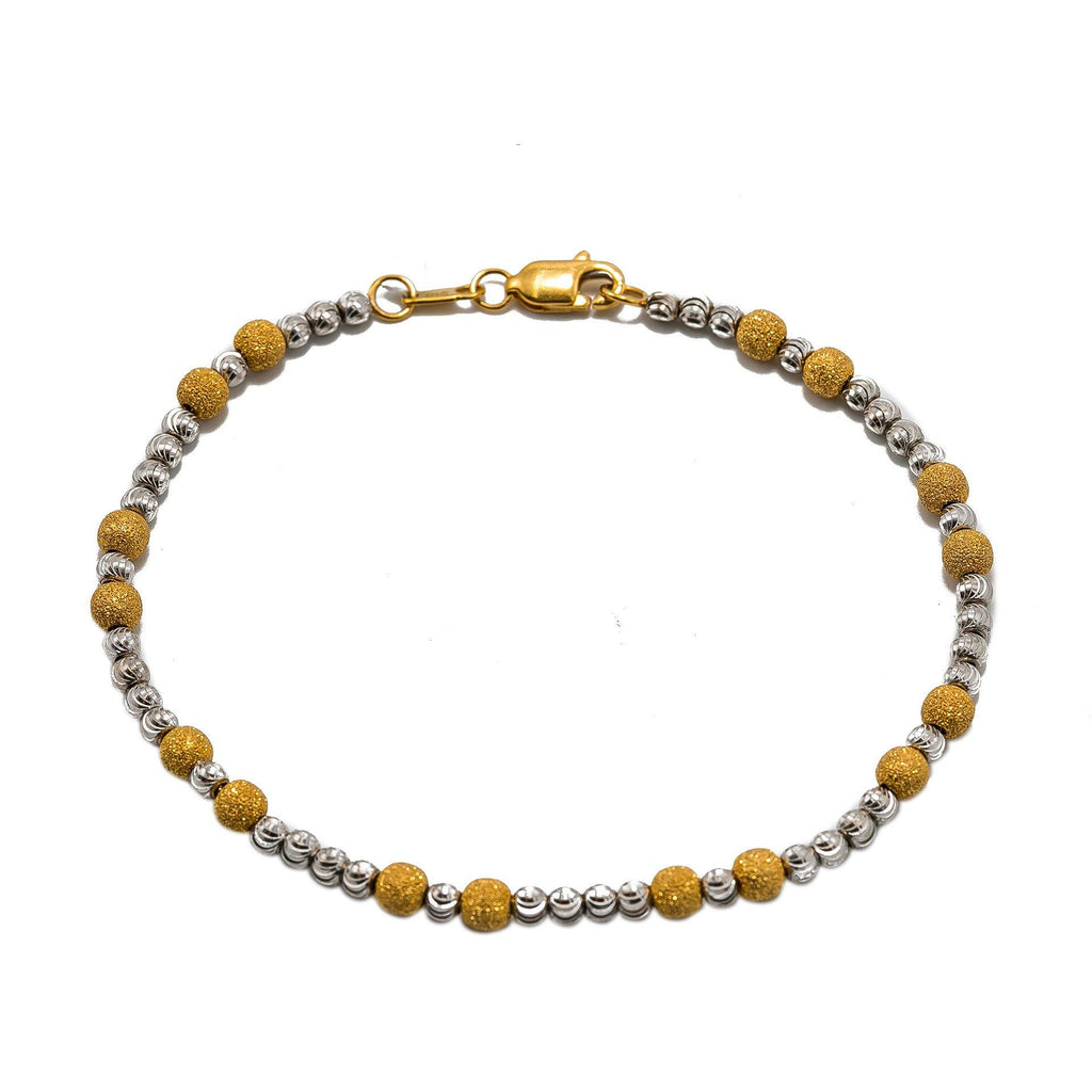 22K Multi Tone Gold Bracelet W/ Detailed Gold Ball Beads - Virani Jewelers | Add a unique touch of gold to your look with this 22K multi tone gold women’s bracelet from Viran...