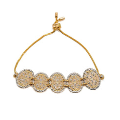 22K Multi Tone Gold Bracelet W/ Round Open Cut Accents & Drawstring Closure - Virani Jewelers
