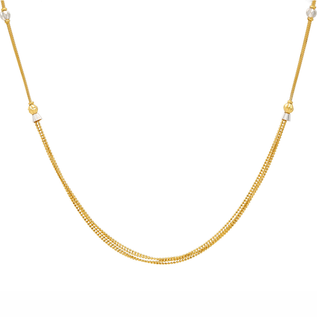22K Multi-Tone Gold Classic Beaded Chain (8 grams) | 
Our 22K Multi-Tone Gold Beaded Chain has subtle white gold accents decorating the elegant 22k ye...