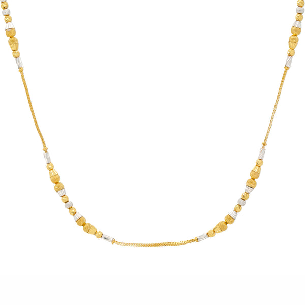 22K Multi-Tone Gold Prisha Beaded Chain (13.2 grams) | 
This magnificent Indian gold chain has a beautiful array of 22k yellow and white god beaded in s...