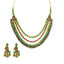 22K Yellow Gold Temple Necklace & Earrings Set W/ Ruby, Emerald, Laxmi Kasu & Draped Multi Strand Collar - Virani Jewelers