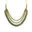 22K Yellow Gold Temple Necklace & Earrings Set W/ Ruby, Emerald, Laxmi Kasu & Draped Multi Strand Collar - Virani Jewelers