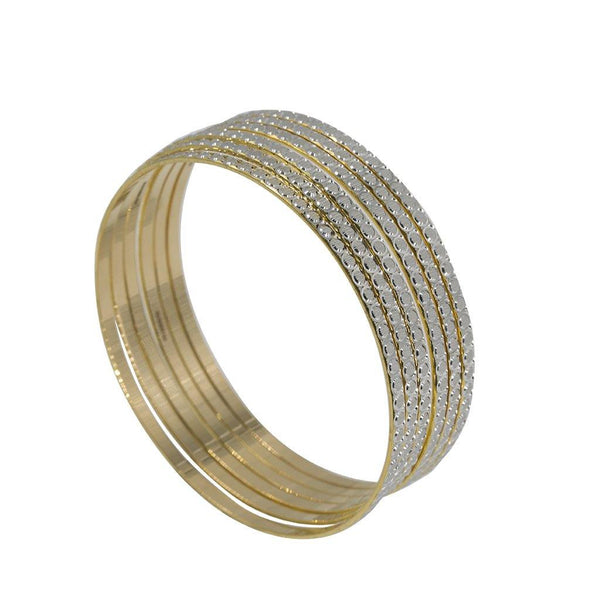 22K Multi Tone Gold Bangles, Set of 6 W/ Circle Textured Design & 66g Gold Weight - Virani Jewelers |  22K Multi Tone Gold Bangles, Set of 6 W/ Circle Textured Design & 66g Gold Weight for women....