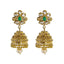 22K Yellow Gold Uncut Diamond Jhumki Earrings W/ 1.77ct Uncut Diamonds, Emeralds, Rubies & Drop Pearls - Virani Jewelers