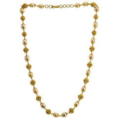 22K Yellow Gold Ball Chain W/ Pearls, Emeralds, Rubies & CZ Gems - Virani Jewelers