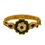 22K  Yellow Gold Bangle W/ Rubies, Emeralds, CZ Gems & Antique Finished Faceted Flower - Virani Jewelers