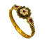22K  Yellow Gold Bangle W/ Rubies, Emeralds, CZ Gems & Antique Finished Faceted Flower - Virani Jewelers