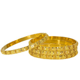 22K Yellow Gold Bangles Set of 6 W/ Beaded Filigree, 71.7gm - Virani Jewelers | Upgrade your wardrobe with this set of six 22K gold bangles from Virani Jewelers!Features:

Sleek...