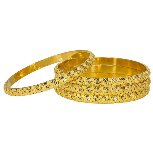 22K Yellow Gold Bangles Set of 6 W/ Hollow Domed Band & Disc Accents, 92.6 gm - Virani Jewelers | Add beautifully accented 22K gold to your jewelry collection with this set of six bangles from Vi...