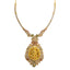 22K Yellow Gold CZ Necklace & Earrings Set W/ Rubies, Emeralds, CZ Gems & Fully Encrusted Laxmi Pendants - Virani Jewelers