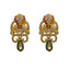 22K Yellow Gold CZ Necklace & Earrings Set W/ Rubies, Emeralds, CZ Gems & Fully Encrusted Laxmi Pendants - Virani Jewelers
