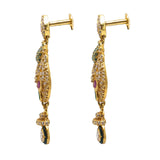 22K Yellow Gold Drop Earrings W/ Rubies, Emeralds, CZ Gems & Round Peacock Pendants - Virani Jewelers |  22K Yellow Gold Drop Earrings W/ Rubies, Emeralds, CZ Gems & Round Peacock Pendants for wome...