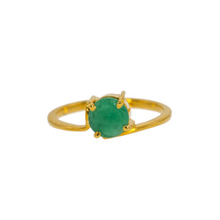 22K Yellow Gold Emerald Ring W/ Minimalist Prong Set, Size 5.5 - Virani Jewelers