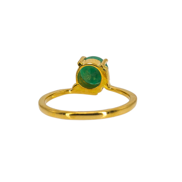 22K Yellow Gold Emerald Ring W/ Minimalist Prong Set, Size 5.5 - Virani Jewelers | Exude the colors of nature with this minimal 22K yellow gold emerald ring from Virani Jewelers! F...
