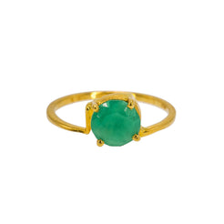22K Yellow Gold Emerald Ring W/ Minimalist Prong Set, Size 5.75 - Virani Jewelers