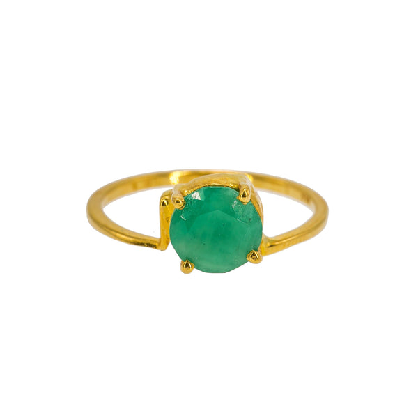 22K Yellow Gold Emerald Ring W/ Minimalist Prong Set, Size 5.75 - Virani Jewelers | Exude the colors of nature with this minimal 22K yellow gold emerald ring from Virani Jewelers! F...