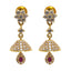 22K Yellow Gold JhumkiDrop Earrings W/ CZ Gems, Cluster Flower Studs & Crystallized Design - Virani Jewelers