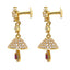 22K Yellow Gold JhumkiDrop Earrings W/ CZ Gems, Cluster Flower Studs & Crystallized Design - Virani Jewelers