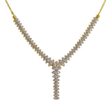 22K Yellow Gold Lariat Necklace & Earrings Set W/ CZ Gems & Huggie Earrings - Virani Jewelers | 22K Yellow Gold Lariat Necklace & Earrings Set W/ CZ Gems & Huggie Earrings for women. Th...