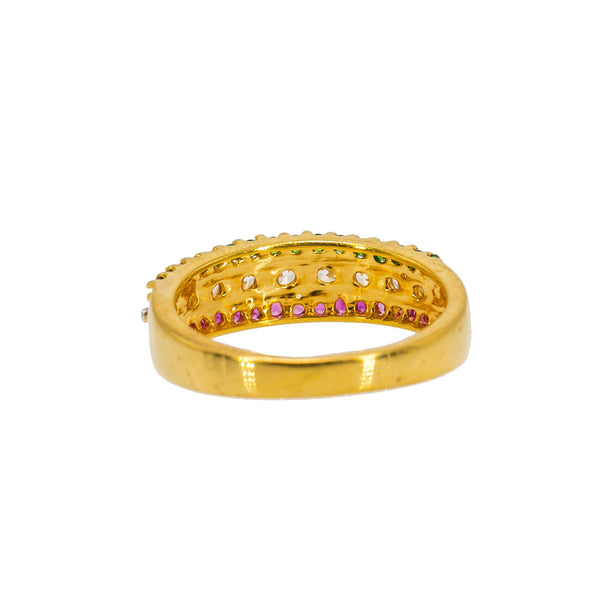 22K Yellow Gold Band Ring W/ Rubies, Emeralds & CZ Gemstones – Virani  Jewelers
