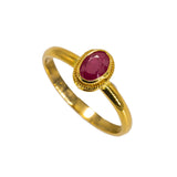 22K Yellow Gold Ruby Ring W/ Vintage Bezel Set Gemstone - Virani Jewelers | Add a vintage allure to your look with this elegant 22K yellow gold ruby ring from Virani Jeweler...