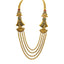 22K Yellow Gold Temple Necklace & Earrings Set W/ Emeralds, Rubies & Draped Beaded Strands - Virani Jewelers