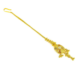 22K Yellow Gold Tikka W/ Enamel Shield Design & Solid Gold Ball Accents - Virani Jewelers