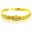 22K Yellow Gold Vaddanam Belt W/ CZ, Emerald Encrusted Double Peacock & Hanging Festoon Accents - Virani Jewelers