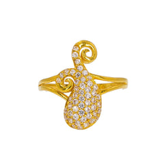 22K Yellow Gold Women's CZ Ring W/ Split Mango Accent - Virani Jewelers