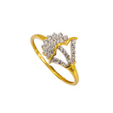 22K Yellow Gold Women's CZ Ring W/ Side Bouquet Design - Virani Jewelers | Be elegant and bright with this uniquely designed 22K yellow gold CZ women’s ring from Virani Jew...