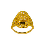 22K Yellow Gold Women's Ring W/ Beaded Filigree, Meenakari Details & Crowned Accents - Virani Jewelers | Enhance your look with the subtle colors of 22K yellow gold women’s ring from Virani Jewelers! Fe...