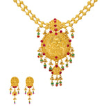 22K-Yellow-Gold&Gemstone-Anvita-Jewelry-Set | 


This dazzling temple jewelry set is made from our signature 22k yellow Indian gold and adorned...