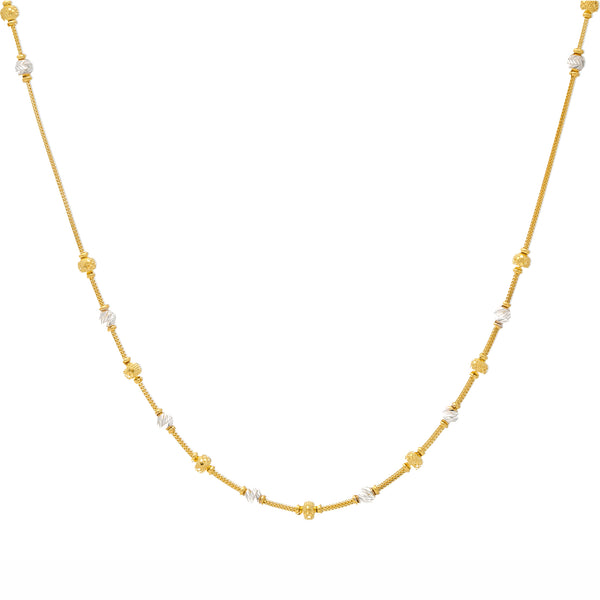 22K Yellow and White Gold Beaded Chain (10.2 grams) | 
This modern 22k yellow and white gold chain has delicately beaded accents and minimal design tha...