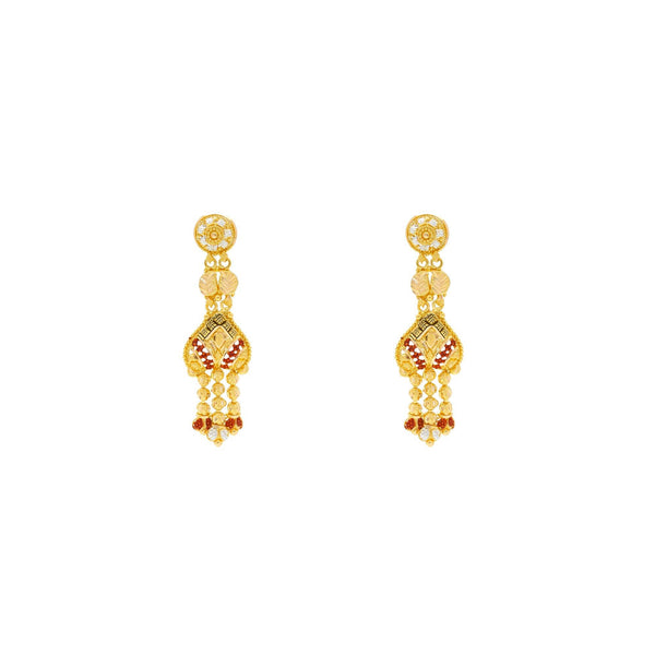 22K Yellow Gold Meenakari Necklace & Earring Set - Virani Jewelers | Discover this beautiful and versatile necklace when you shop at Virani Jewelers!

Features beauti...