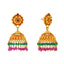 22K Yellow Gold Antique Jhumka Earrings w/ Gems