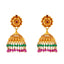 22K Yellow Gold Antique Jhumka Earrings w/ Gems